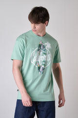 T-SHIRT VERDE MENTA CALIFORNIA CON INSERTO IN TESSUTO