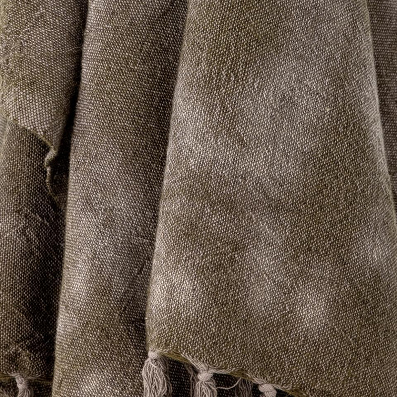 PLAID GINGER THROW GRREN WHOOL